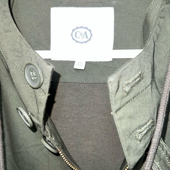 NWOT C&A European Military Inspired Graphic Trench Coat Unisex Mens M Womens XL - Picture 4 of 5